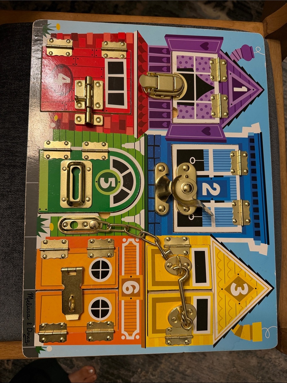 Melissa & Doug Kids Multi-Color Wooden Lock Board Toy